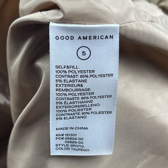 Good American Tan Full Zip Two Tone Puff Fleece Jacket Size 5 US 2XL - Picture 14 of 15